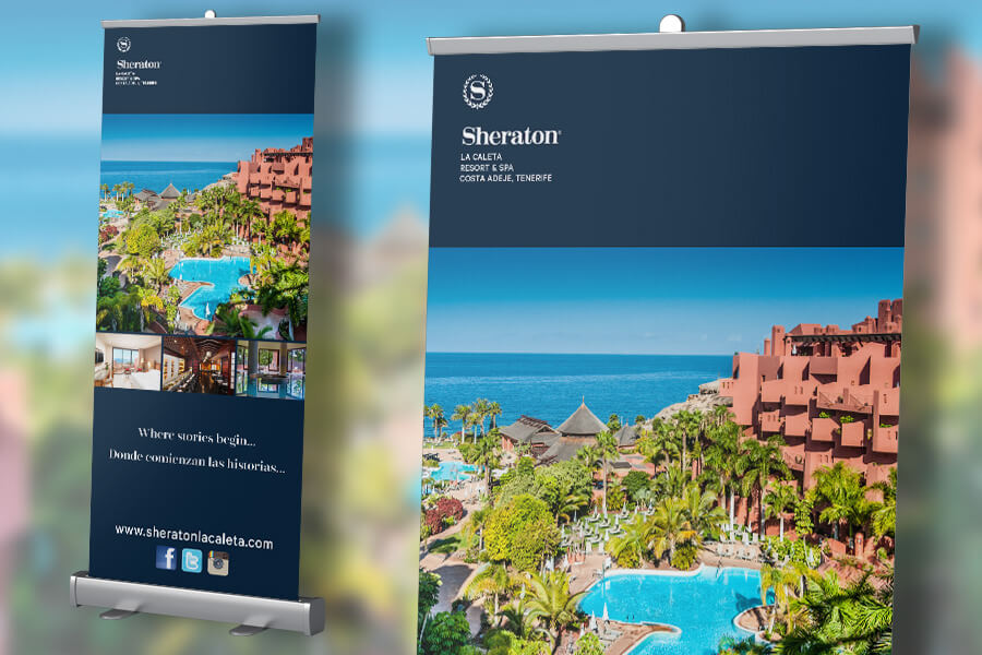 Pull up advertising display banners printing company Tenerife graphic design service