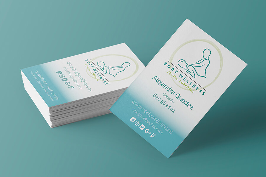 Body wellness business card printing company Tenerife graphic design service